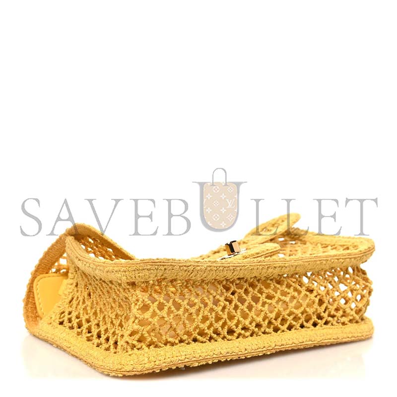 CHANEL MASTER MESH MACRAME SMALL FLAP BAG YELLOW AS6156 (21*14*6cm)